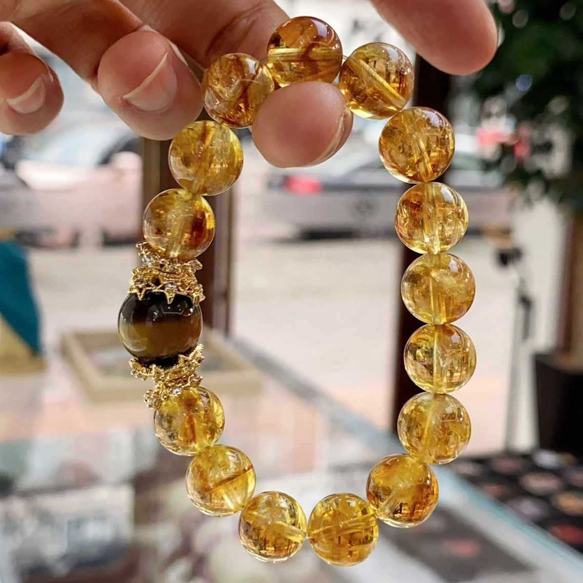 Imitation Yellow Asse Crystal String Beads Female Summer Amethyst Bracelets