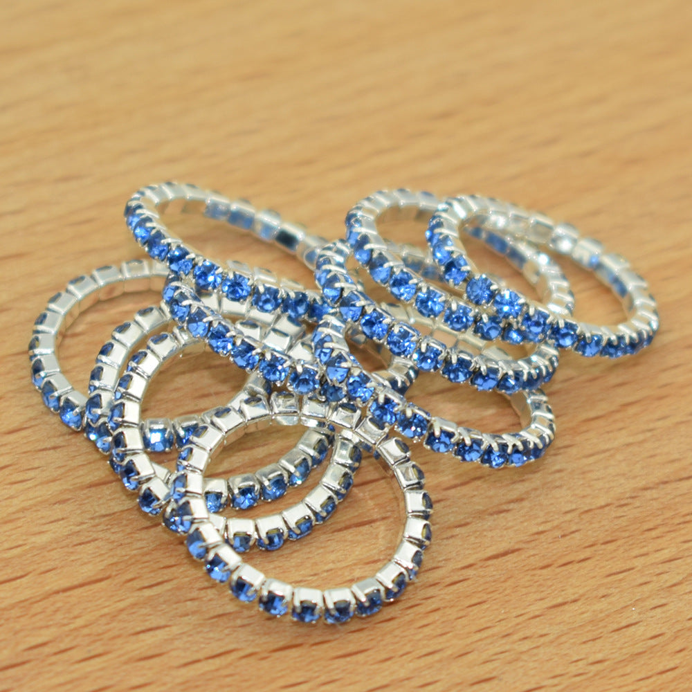 Korean Style Single Row Rhinestone Elastic Mixed Ring