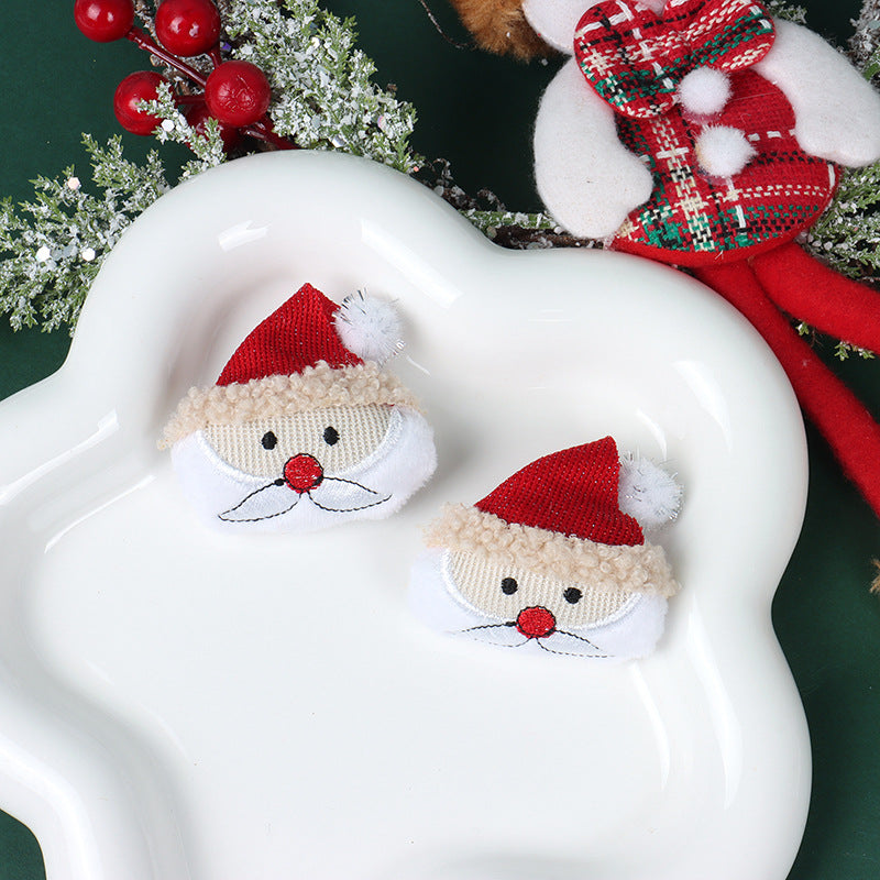 Christmas Brooch Plush Doll Santa Claus Snowman Elk Cartoon Jewelry Accessories
