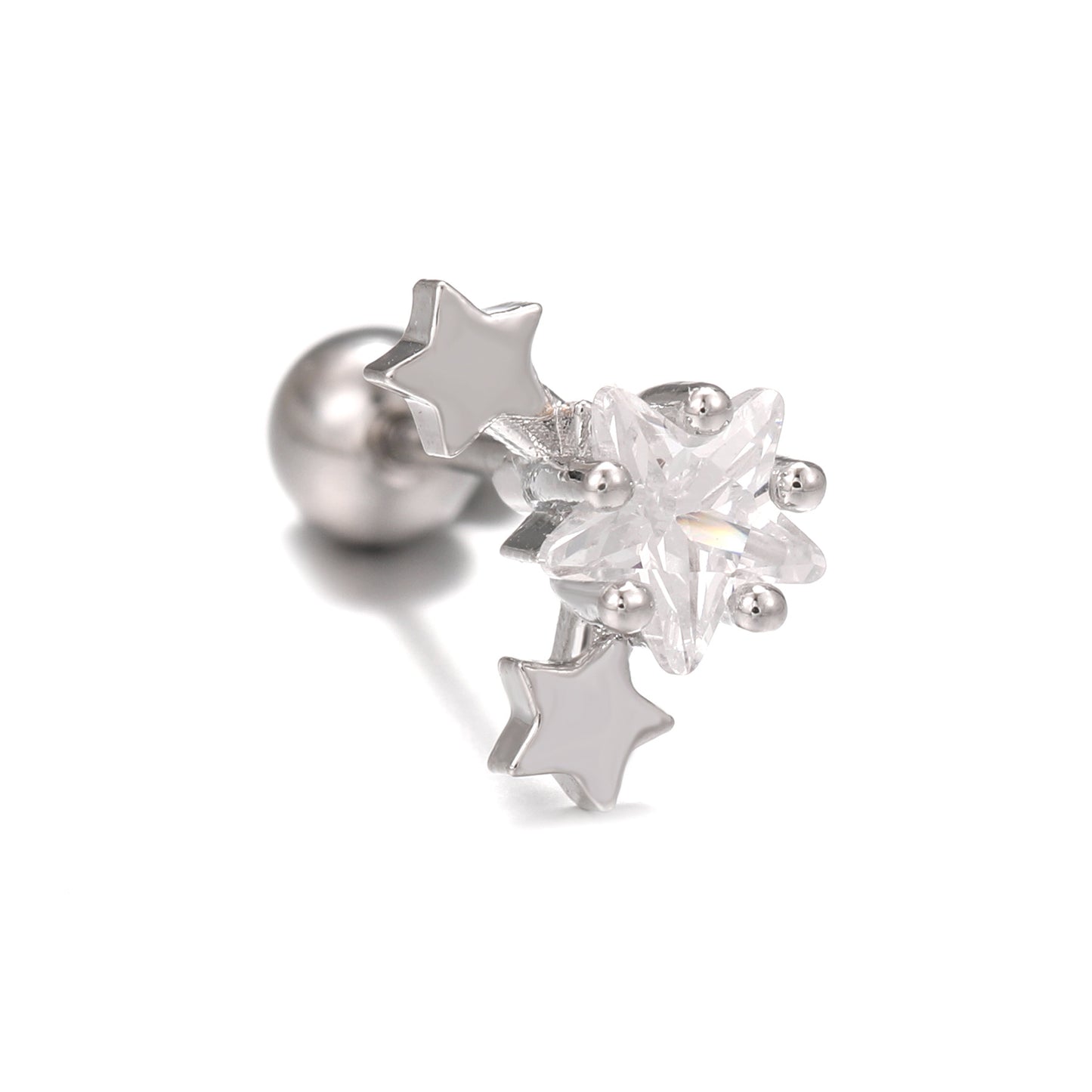 Mori Style Fresh Zircon Flower Ear Bone Stainless Steel Fine Stud Earrings