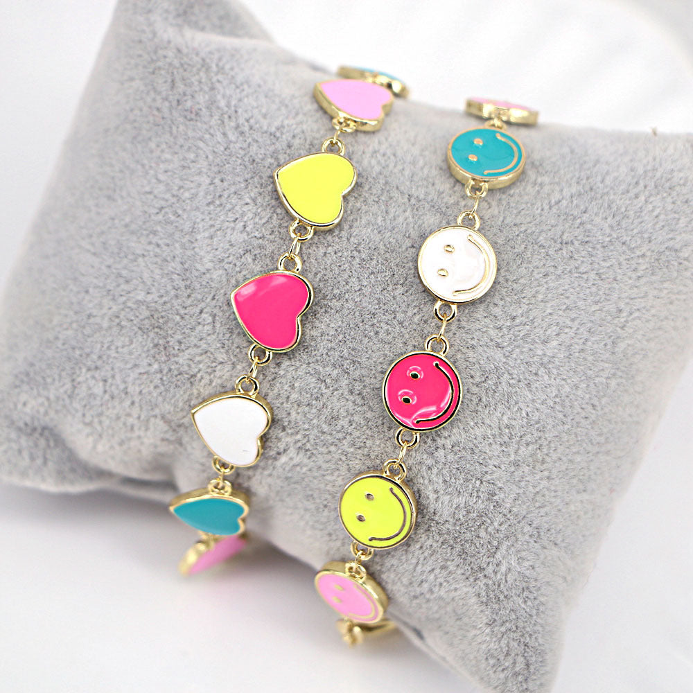 Women's Colorful Smiley Design Simple Bohemian Heart-shaped Couple Bracelet