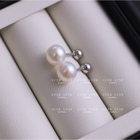 Sterling Sier Natural Freshwater Pearl Ear Spiral Tightening Earrings