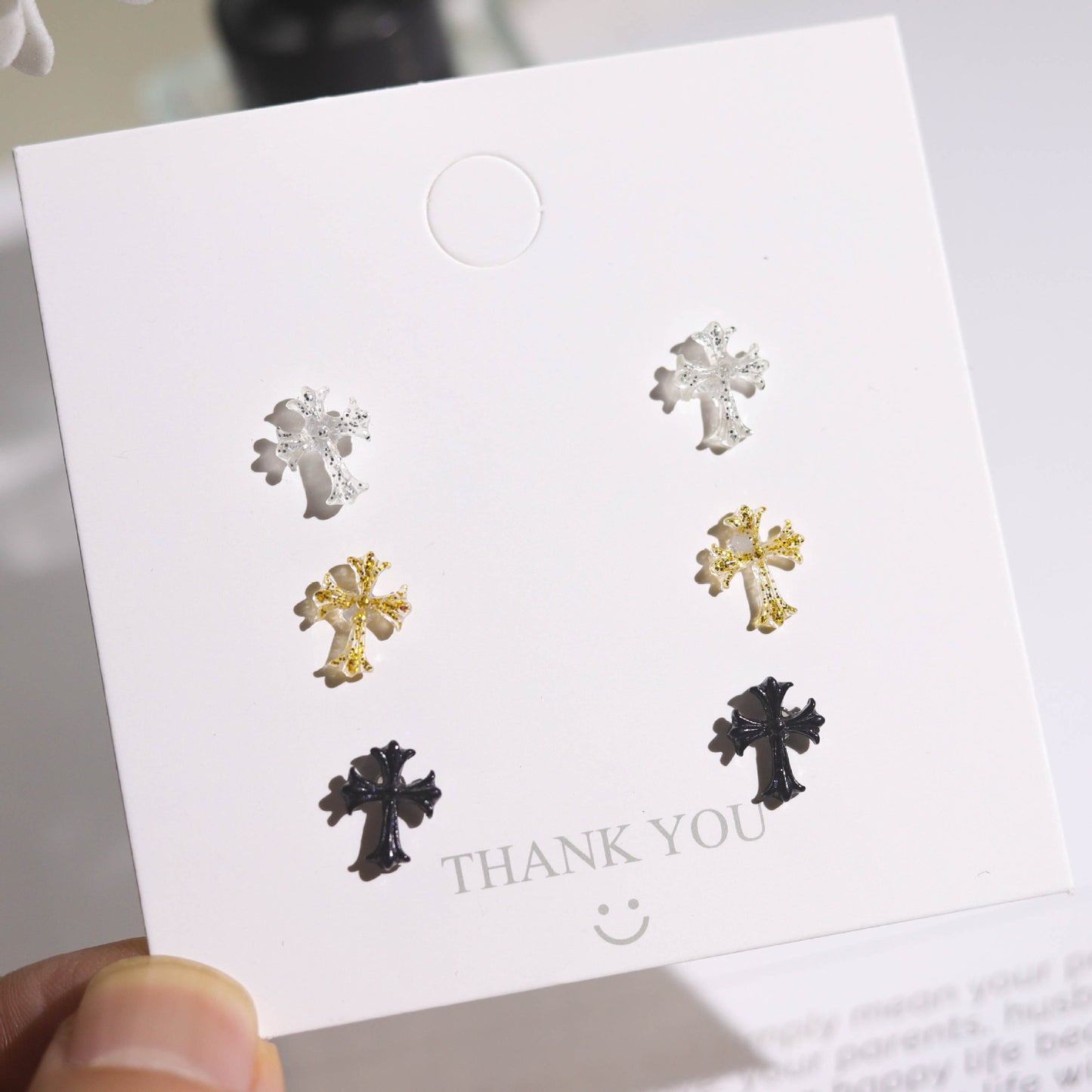 Crook Cross Resin Plastic Earing Female Luminous Artistic Style Stud Earrings