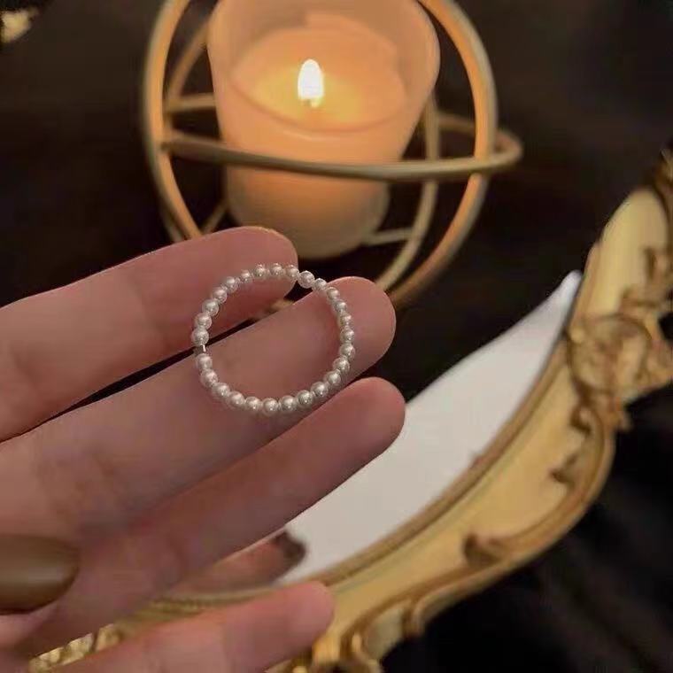 Pearl Female Korean Style Minimalist Trendy Personality Small Girlfriends Index Ring
