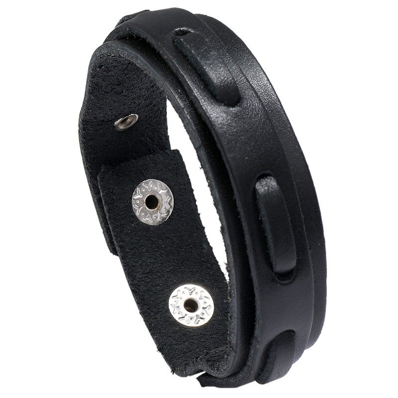 Men's Retro Cattle Leather Personality Trendy Hip Hop Bracelets