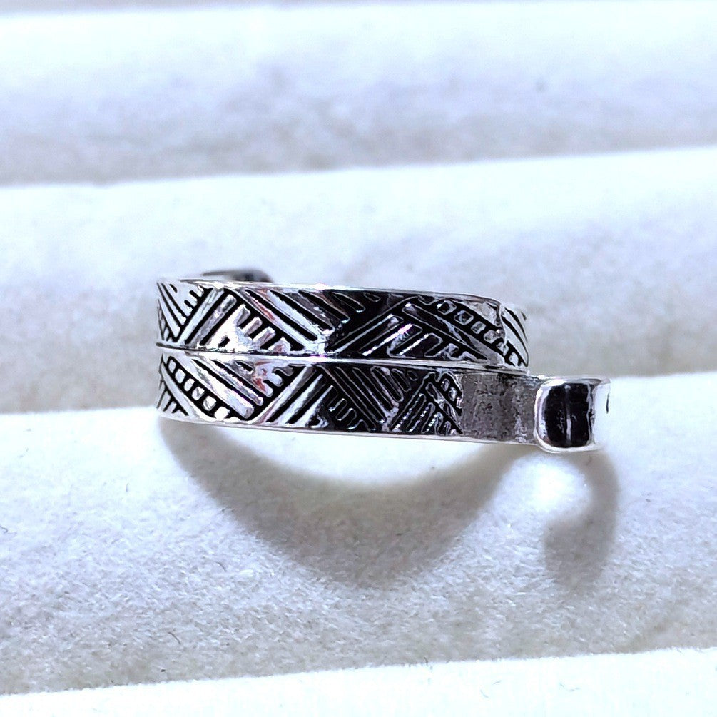 Men's Retro Trendy Sier Open Single Lucky Rings