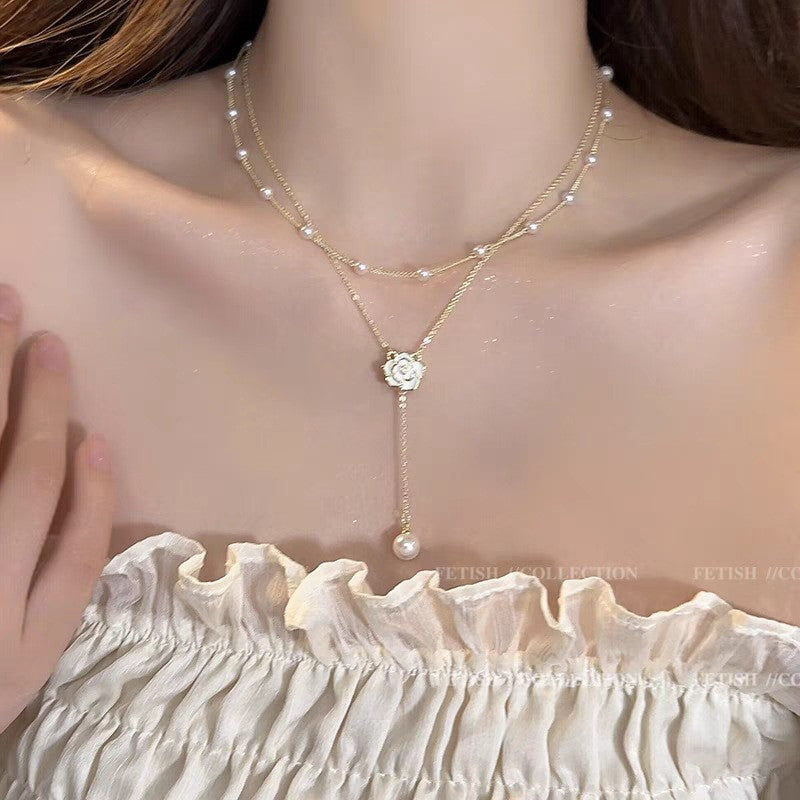 Sier Safety Lock Chinese Style White Necklace