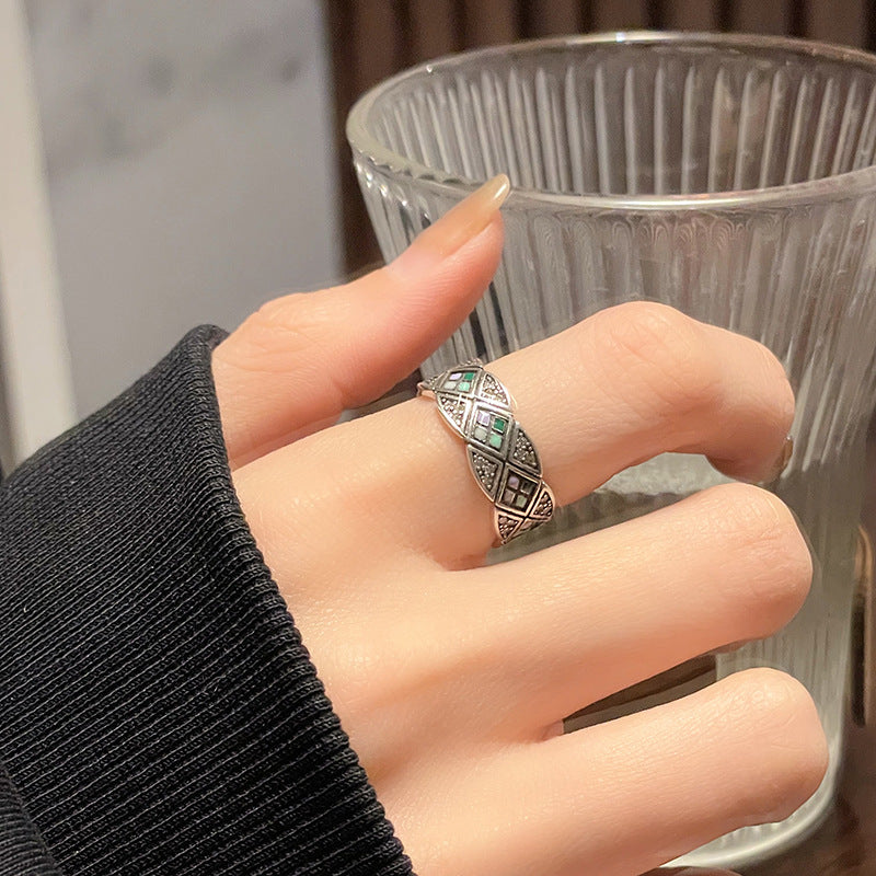 Rhombus Drip Glazed Open Female Light Luxury Minority Rings