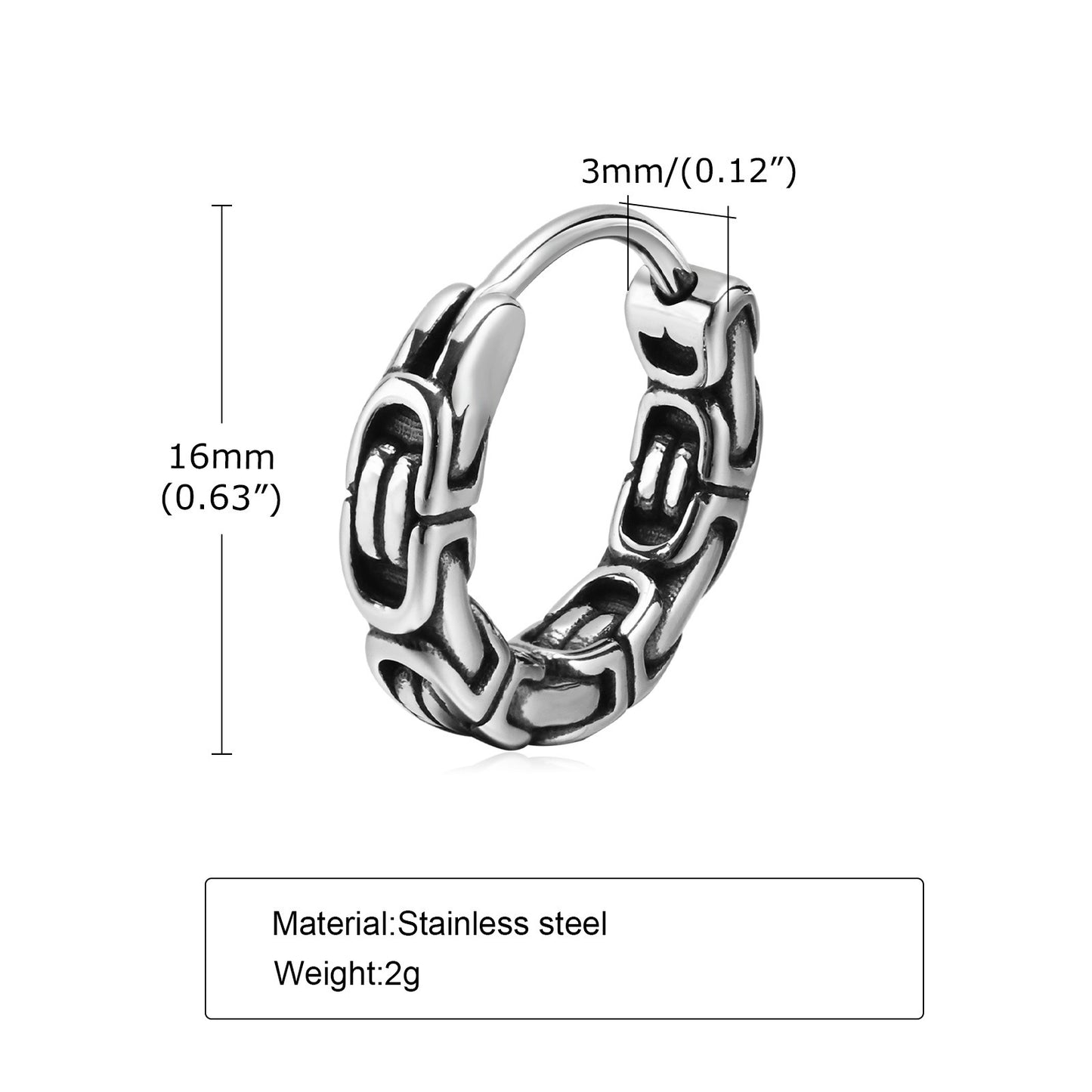 Men's Personality Fashion Retro Stainless Steel Ear Earrings