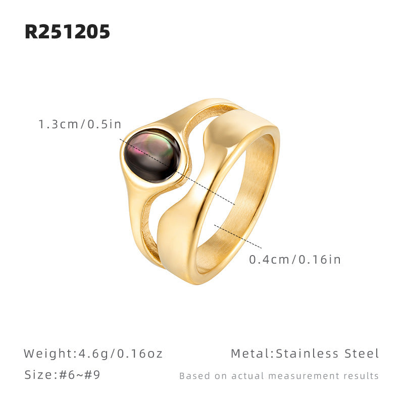 Cool Style Light Luxury White Shell Female Design High-grade Exquisite Ring