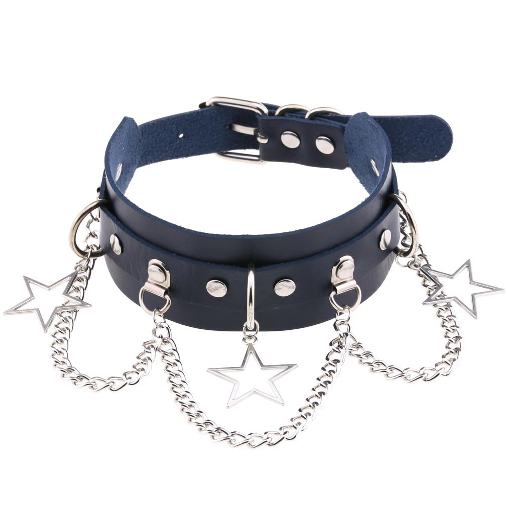 Street Shooting Nightclub Five-pointed Star Chain Clavicle Neck Bandana Collar
