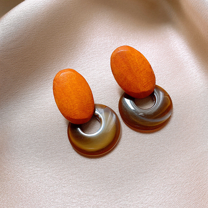 Women's Needle Geometric Irregular Resin Fashionable Retro Earrings