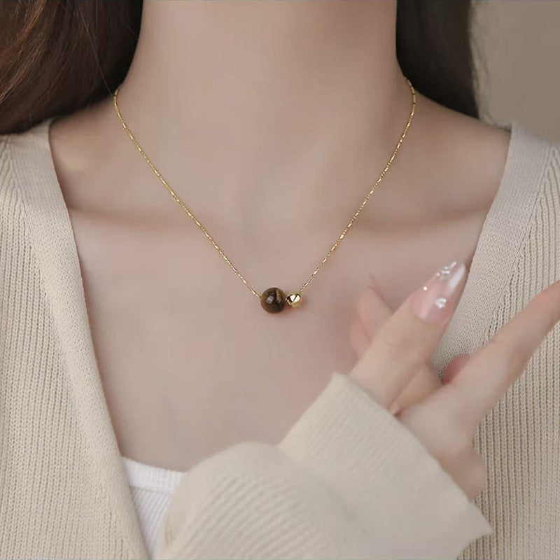 Sier Safety Lock Chinese Style White Necklace