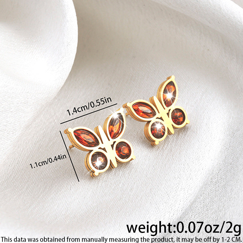 High-grade Fashionable Versatile Micro Diamond Butterfly Earrings