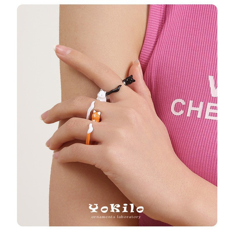Niche Dopamine Animal Handmade Dripping Oil Cold Enamel Hand Ring