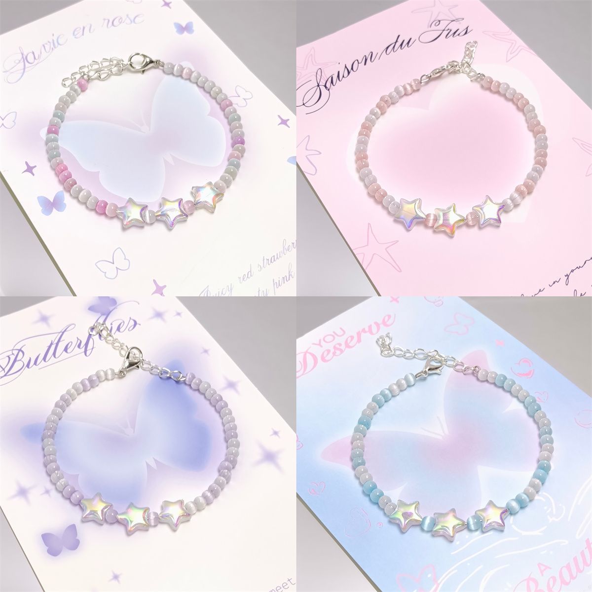 Summer Limited Dopamine Cat Eye Bead Star Female Sweet Light Bracelets