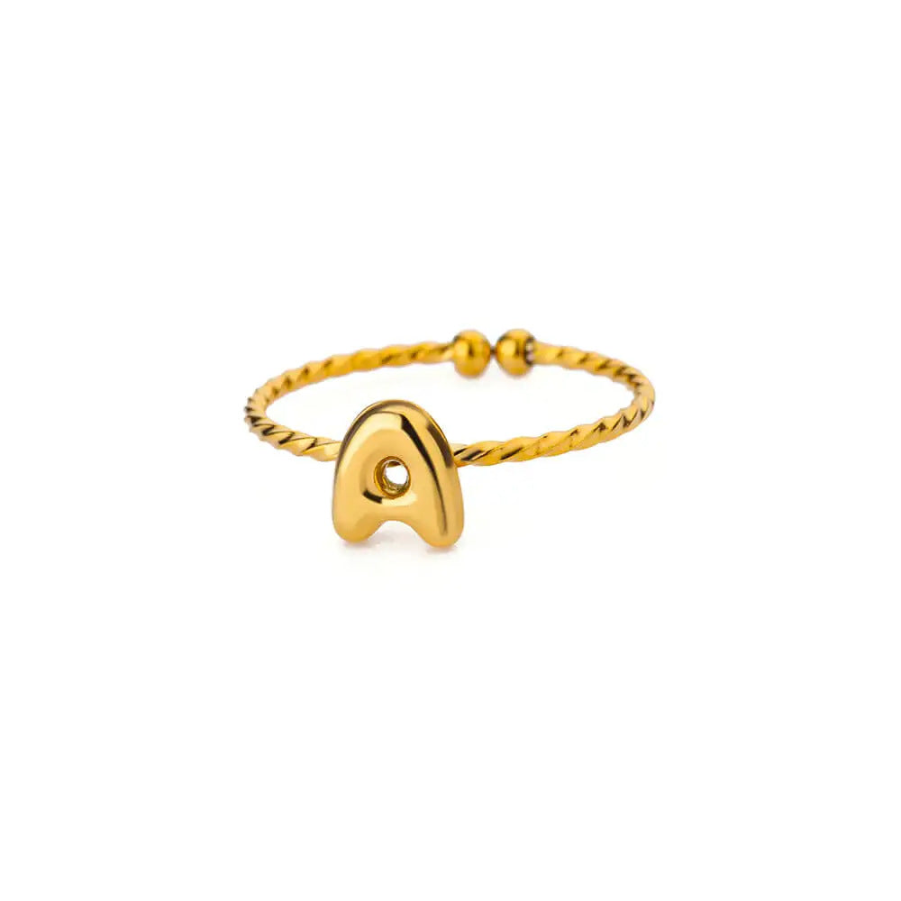 Stainless Steel Gold-plated English Letters Glossy Rings