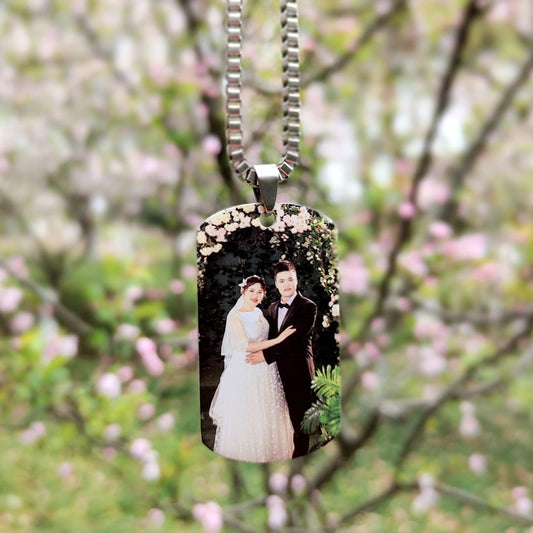 Dog Tag Lettering Color Couple Souvenir Necklace