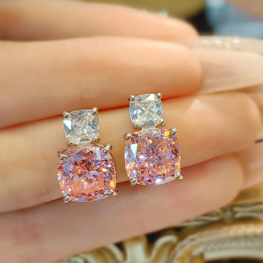 Women's Luxury Fashion Versatile Pink Diamond Purple Jewelry Set