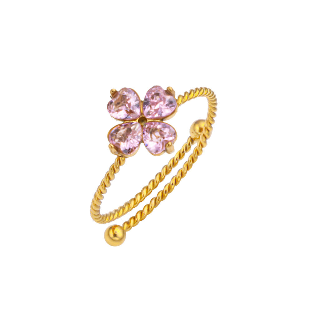Women's Stainless Steel Zircon Niche High Sense December Birthday Stone Ring