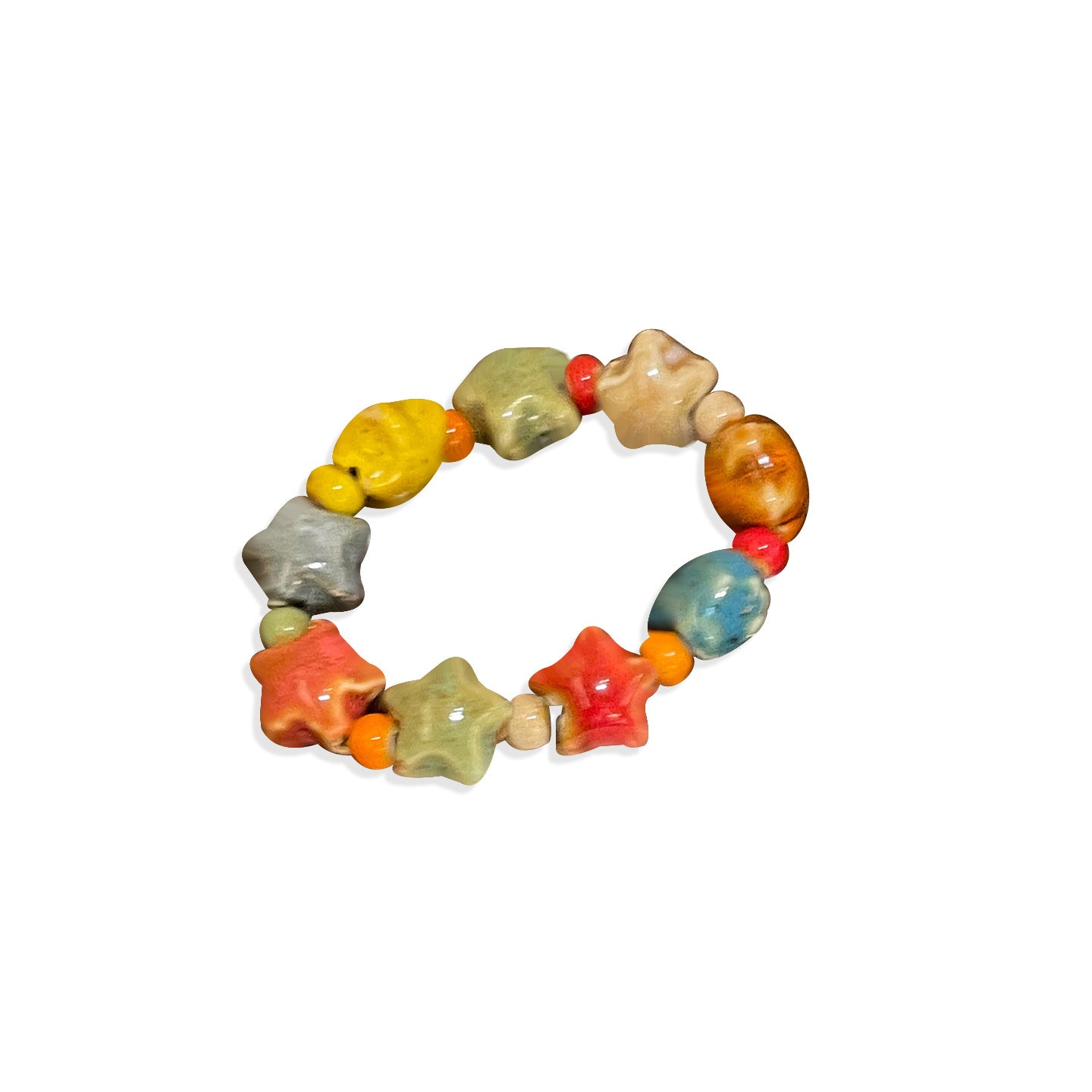 Women's Flower Glaze Ceramic Retro Ethnic Style Twin Design Cute Bracelets