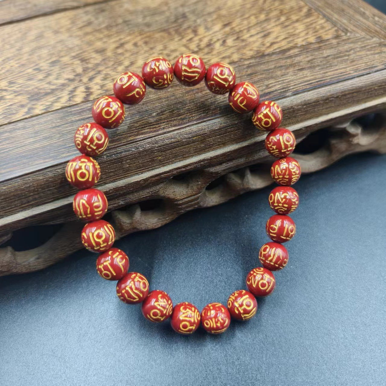 Women's & Men's Cinnabar Purple Gold Sand Single Circle Simple Buddha Beads Light Bracelet