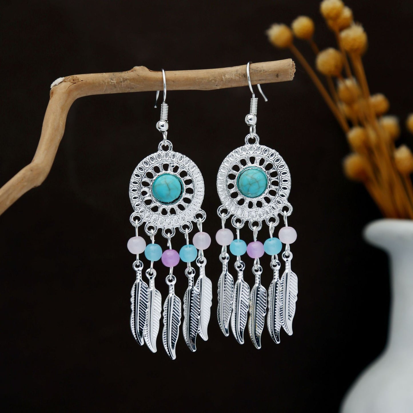Personalized Ethnic Style Miao Sier Geometric Colorful Rings