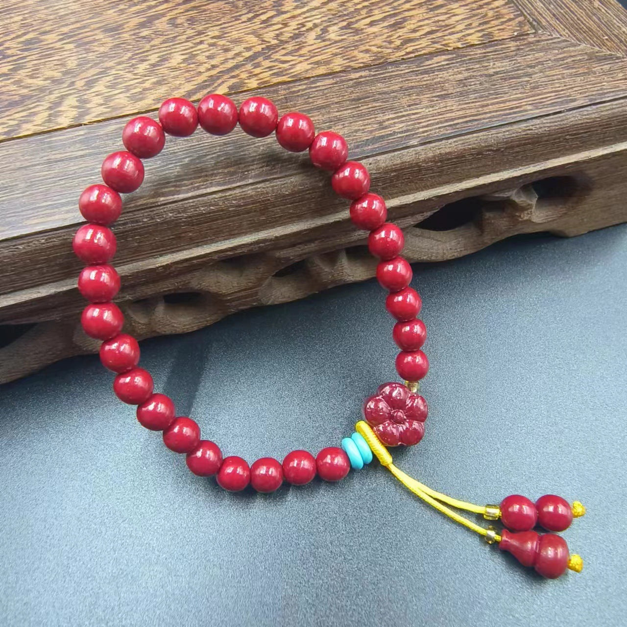 Women's & Men's Cinnabar Purple Gold Sand Single Circle Simple Buddha Beads Light Bracelet