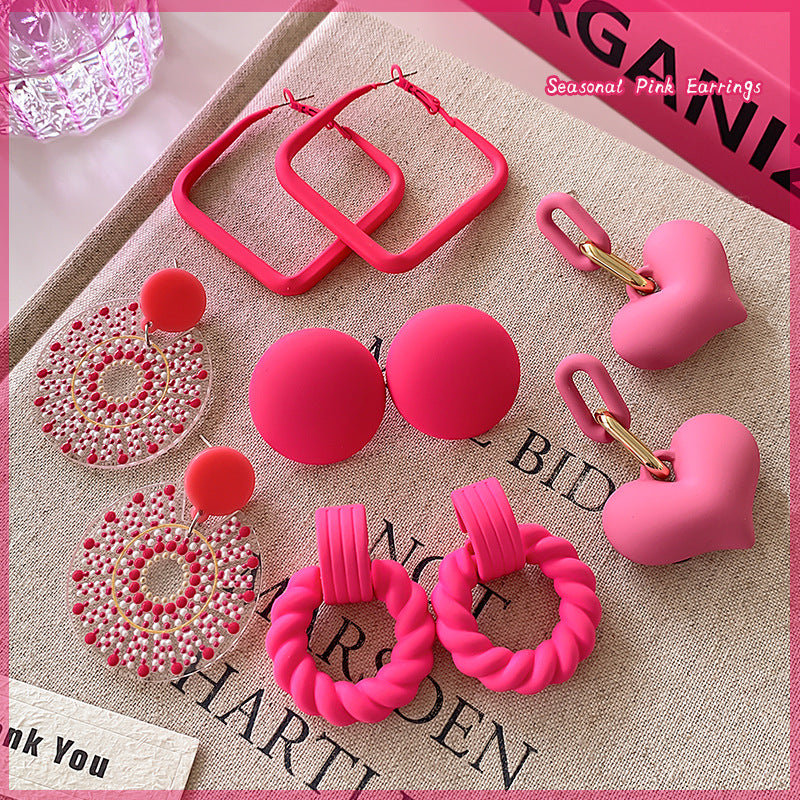 Pink Flower Female Special Interest Light Luxury High-grade Seaside Vacation Earrings