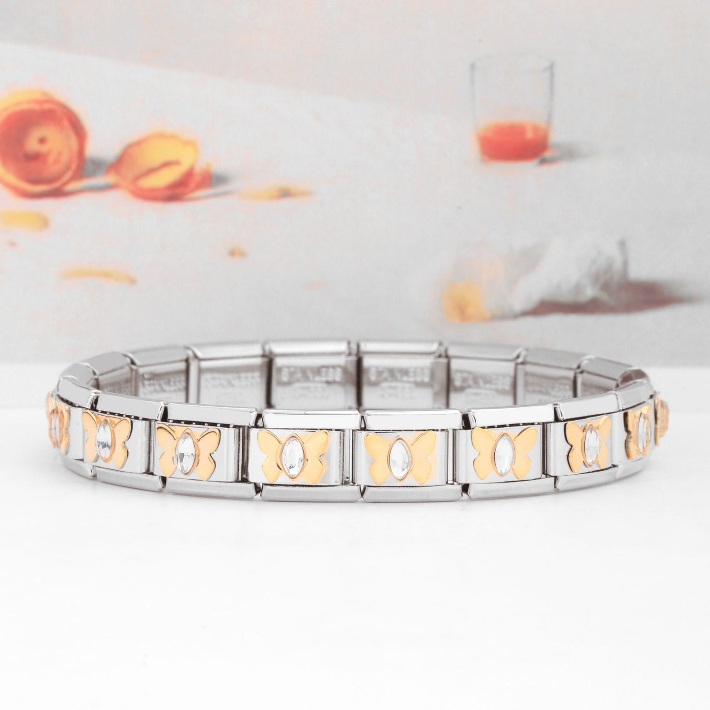 Butterfly Dragonfly Crown Gem Stainless Steel Elastic Bracelets