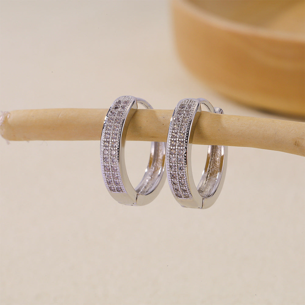 Women's Selection Fashionable Multi Zircon Inlaid Zirconium Earrings