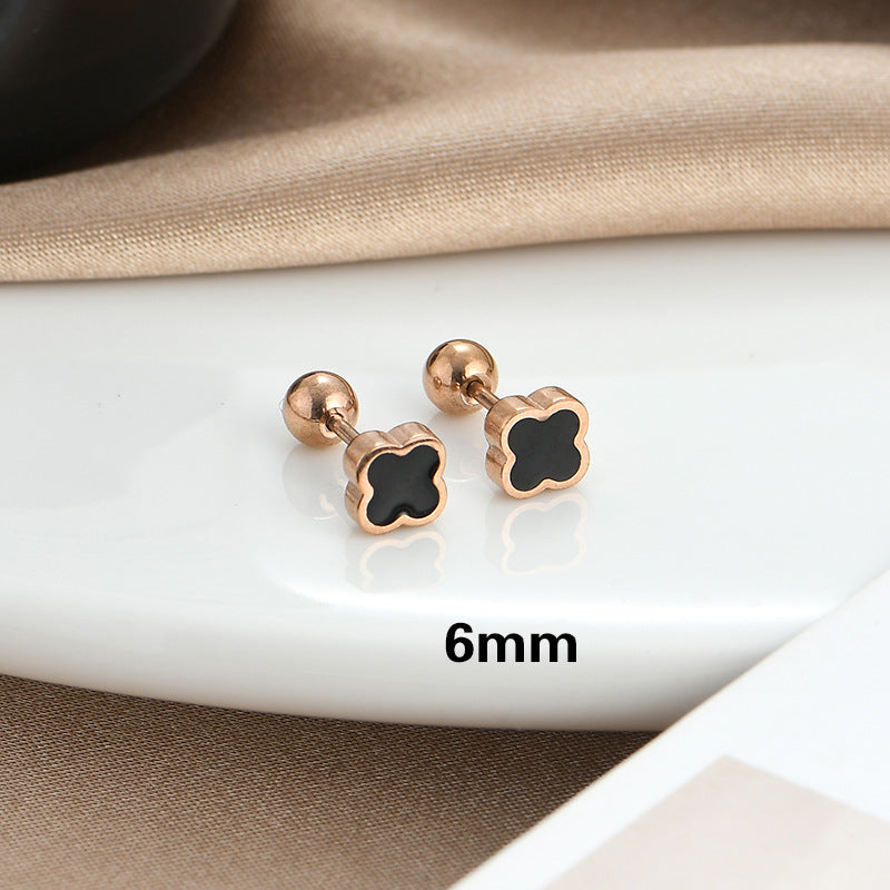 Clover Female Titanium Steel Ear Bone Stud Earrings