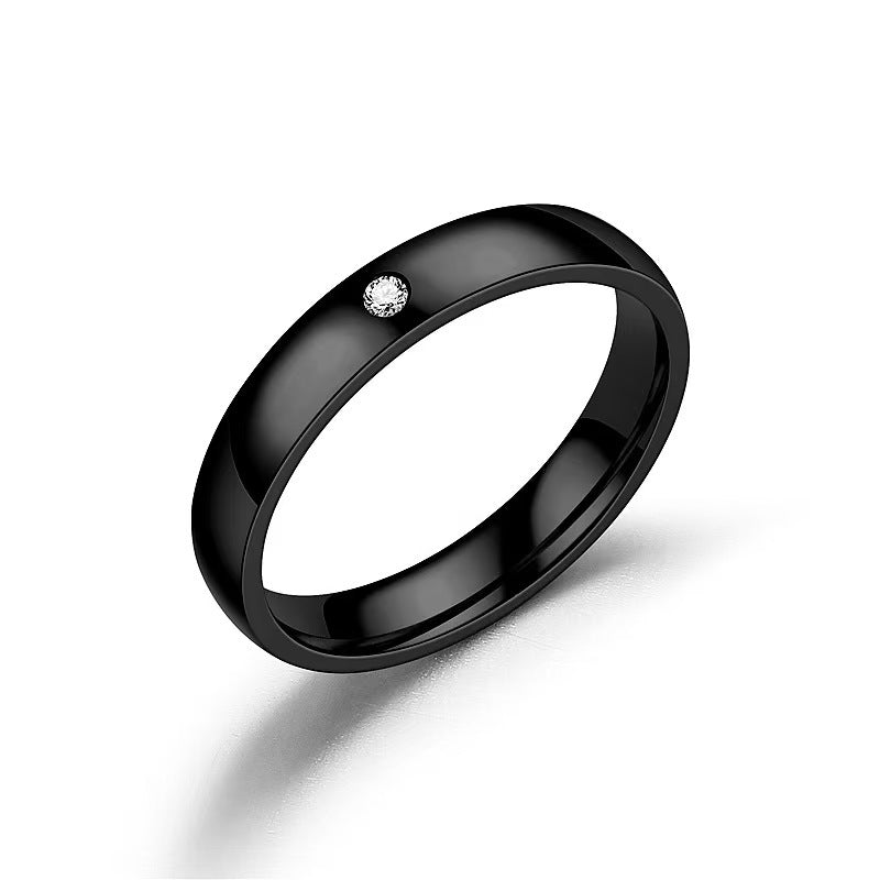 Style Niche Titanium Steel Inlaid With Diamond Ring