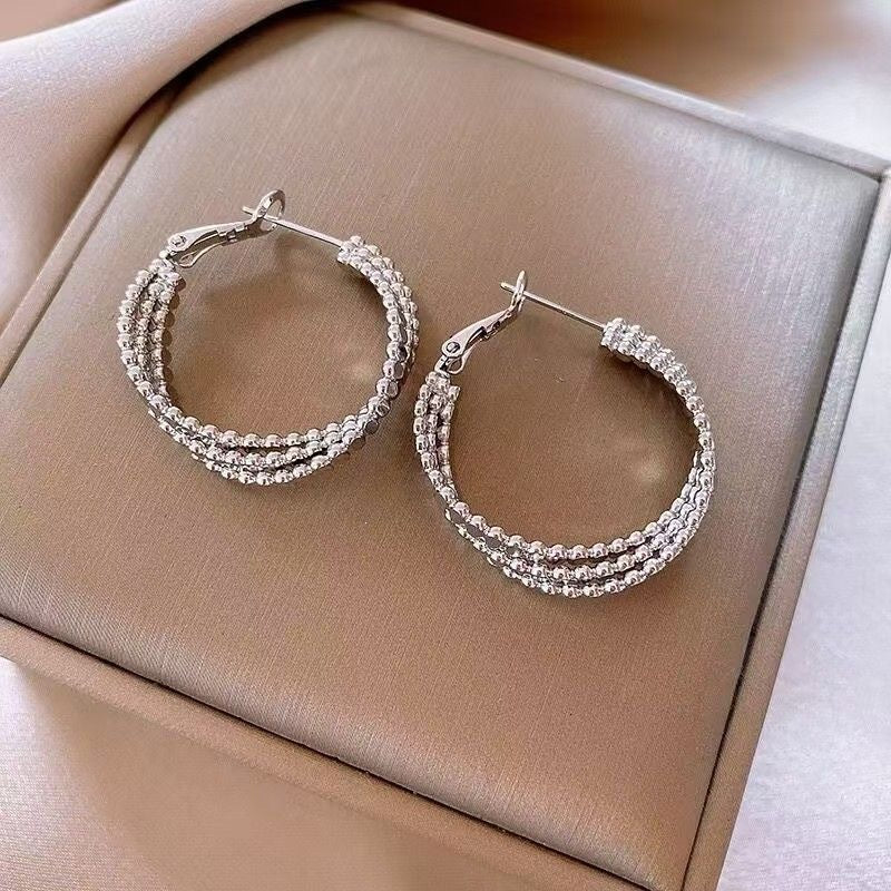 Style Geometric Round Light Luxury High-grade Ear Stylish Graceful Earrings