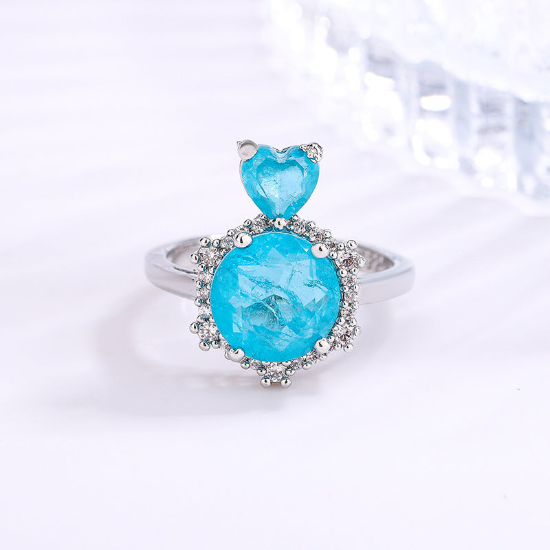 Elegant Simulation Paraiba Female Round Emerald Rings