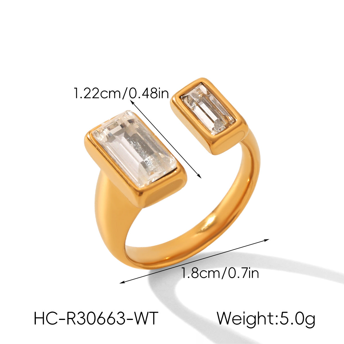Geometric Zircon Light Luxury High-grade Stainless Steel Open Female Rings