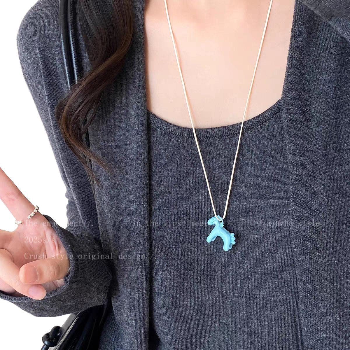 Women's & Children's Fun Three-dimensional Pony Halter Sweater Chain Necklace