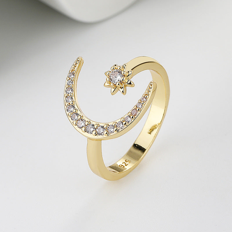 Women's Crescent Moon Fashion Star Graceful Personality Rings