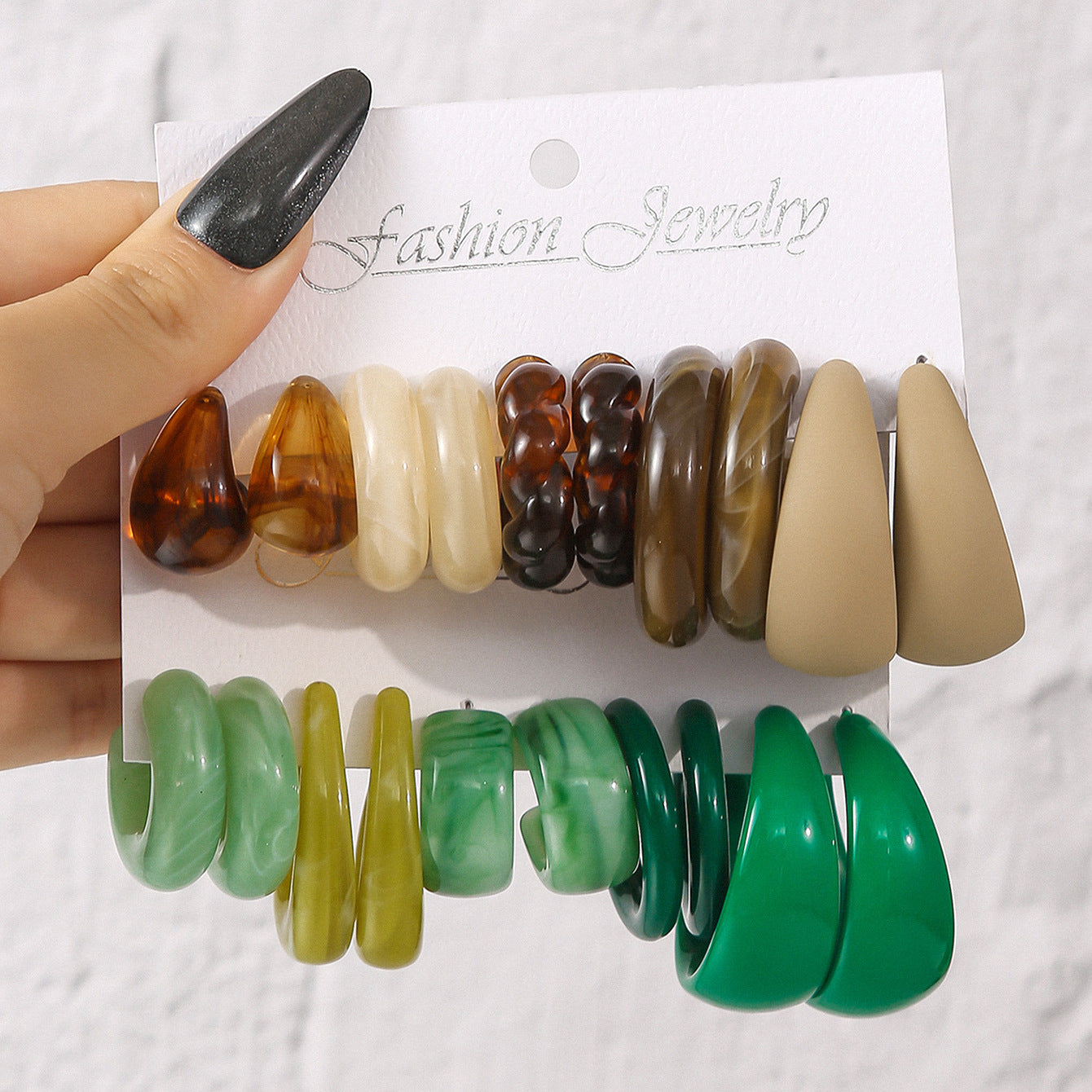 Women's Fashion Personality Wear Resin Shaped Suit Earrings