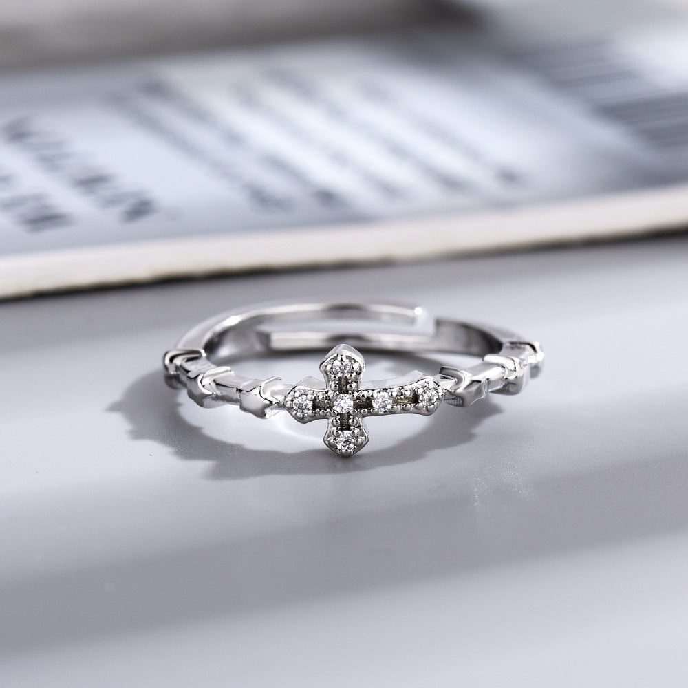 Cross Personality Punk Street Fashion Slub Switchable Index Finger Fine Ring