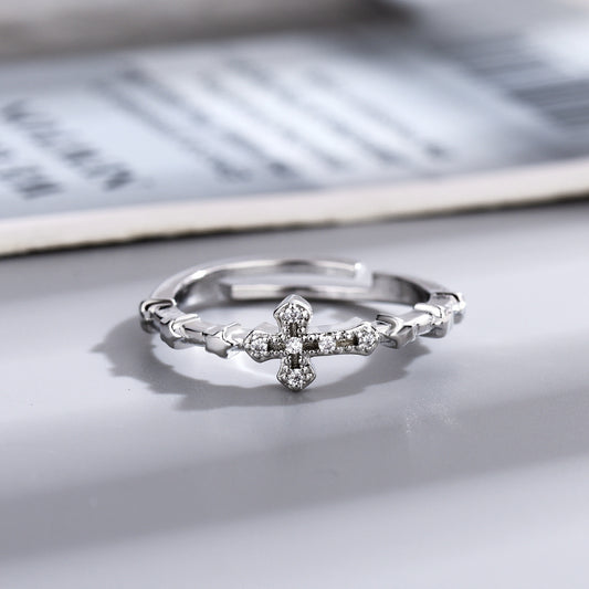 Cross Personality Punk Street Fashion Slub Switchable Index Finger Fine Ring