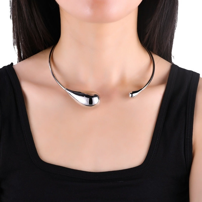 Alloy Exaggerated Female Lady Drop-shaped Metal Necklaces