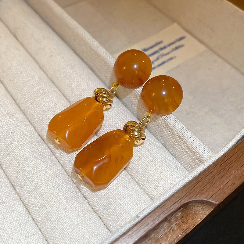 Women's Needle Geometric Irregular Resin Fashionable Retro Earrings