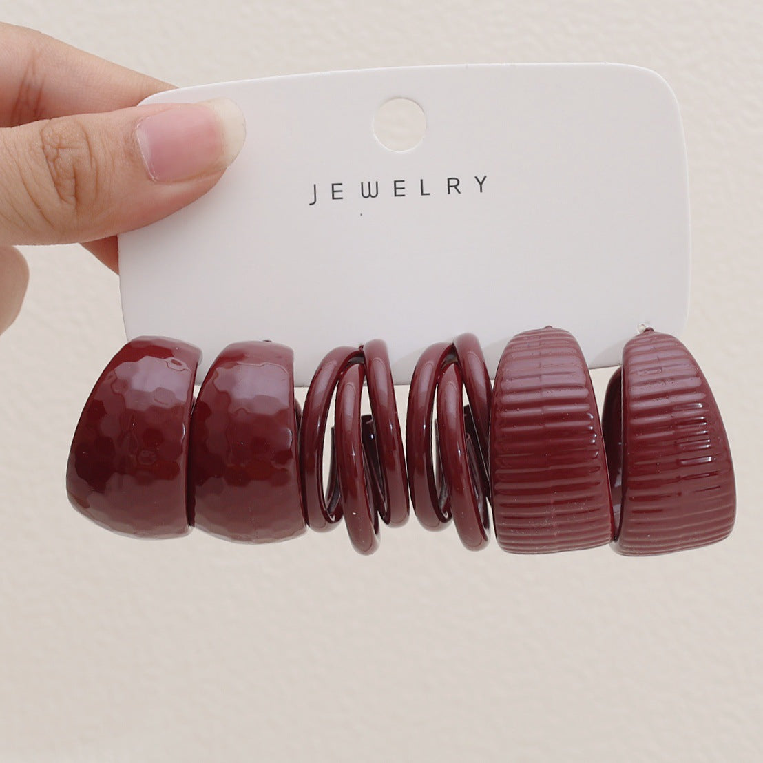 Women's Red Acrylic Water Drop Geometry Type Boutique Trendy Sets Of Earrings