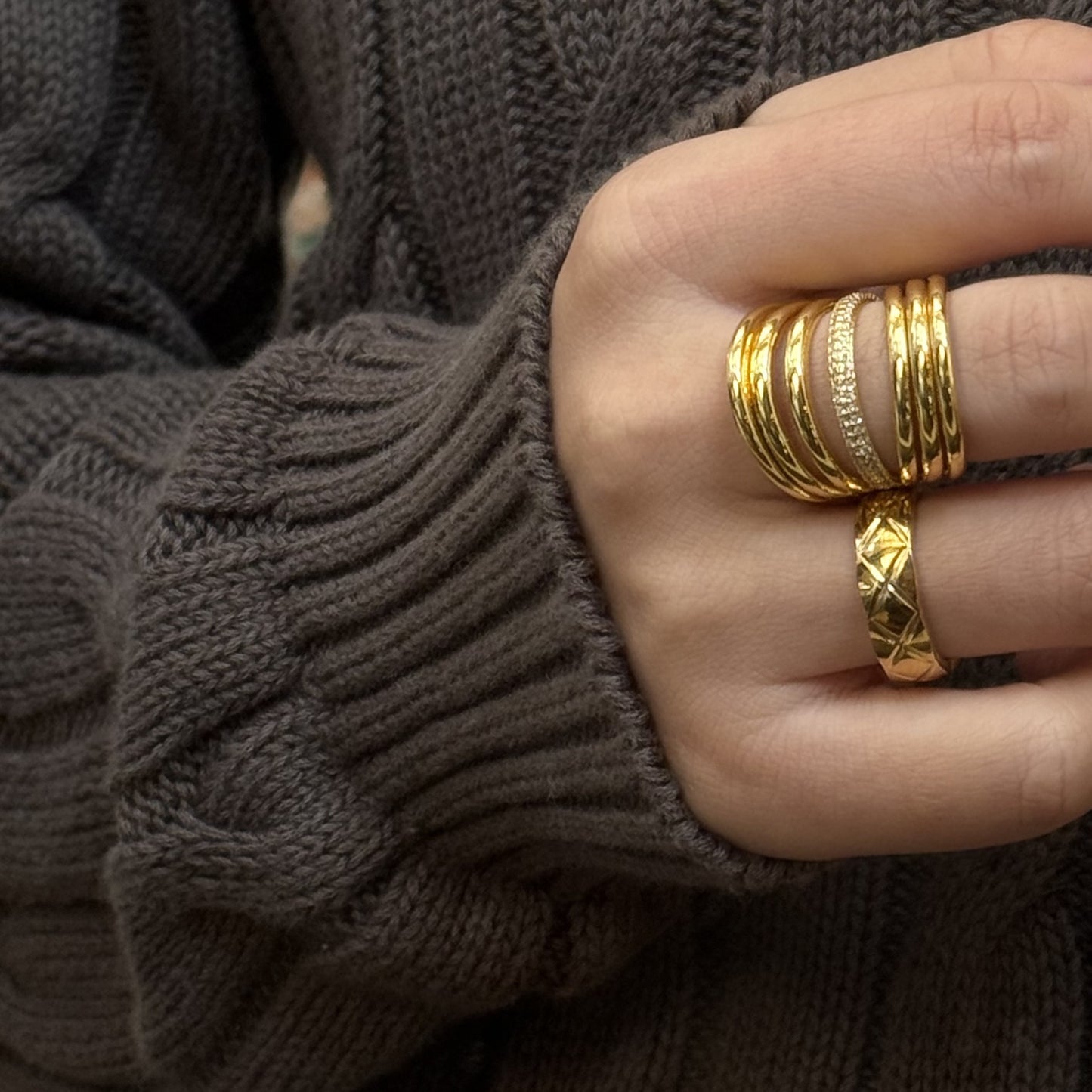Gold-plated Rhombus Open Zircon Female Personality Affordable Luxury Ring