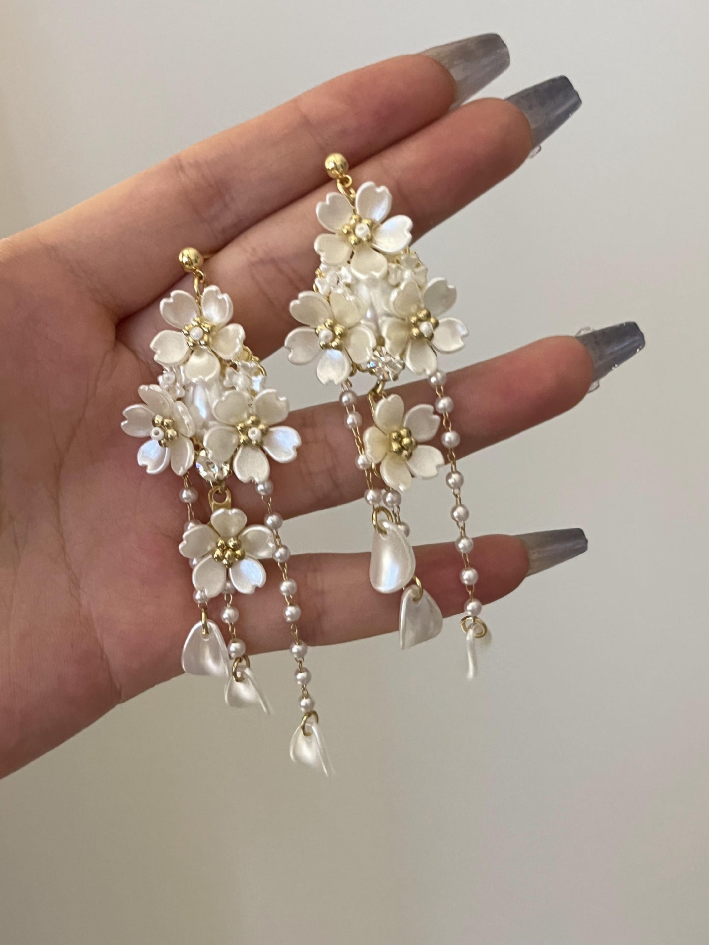 Fairy Flowers Tassel Niche Design Advanced Gentle Light Earrings