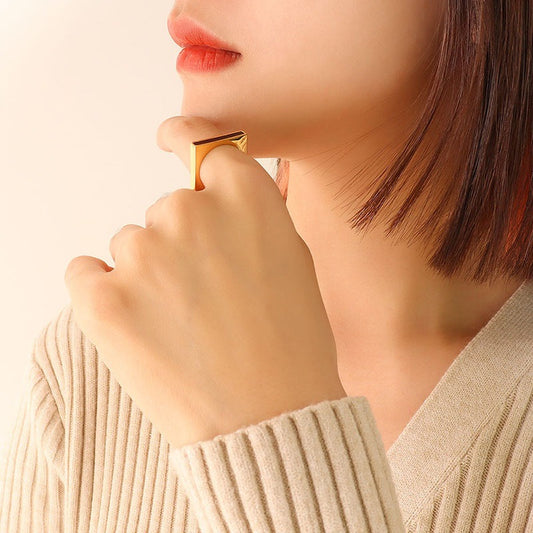 Niche Design Acrylic Geometric Titanium Steel Rings