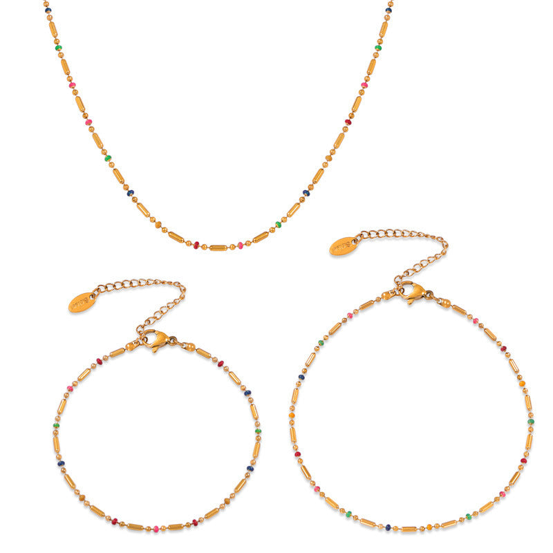 Women's Style Colorful Mini Design Drop Oil Round Bracelets