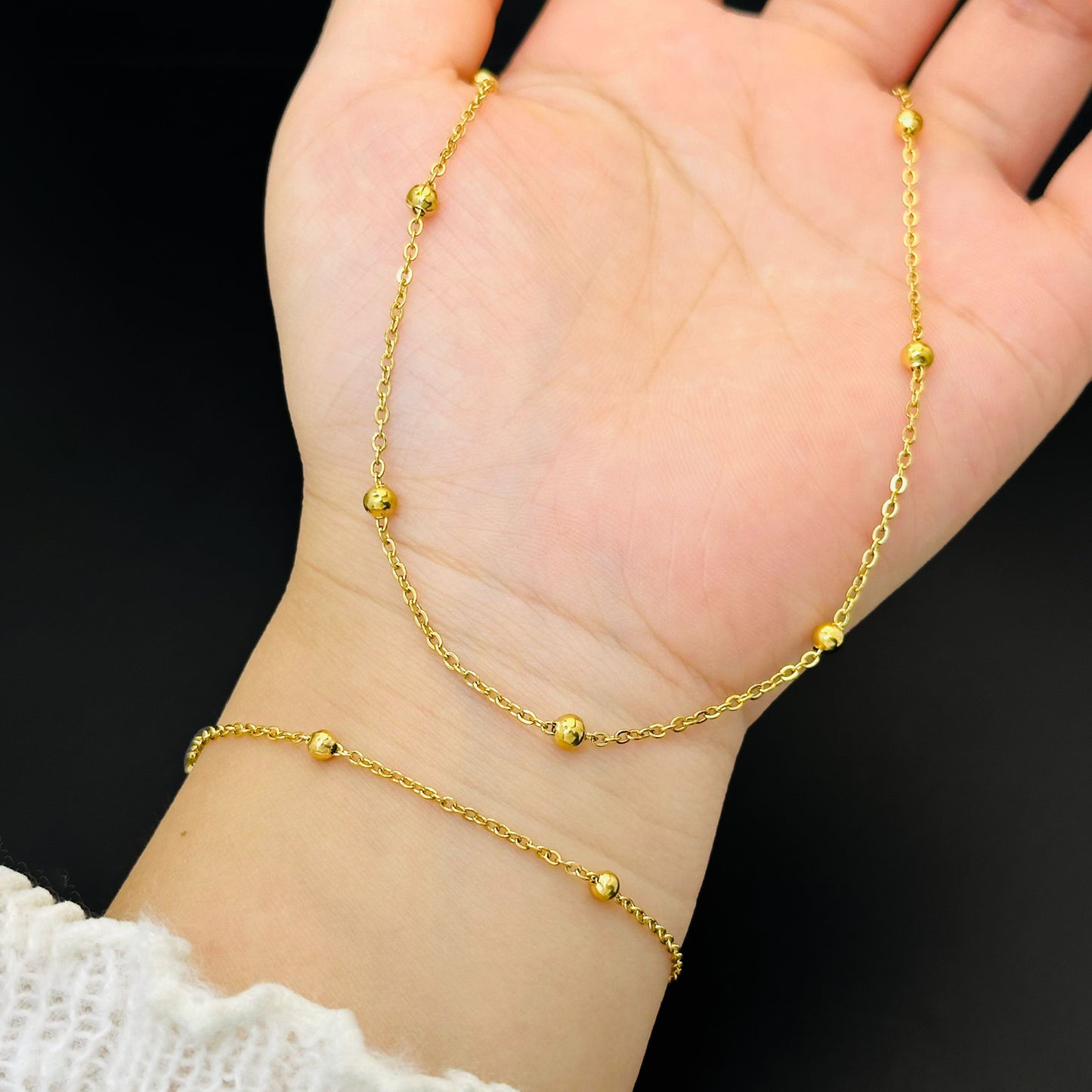 Steel Rose Gold Ball Color Simple Bracelet