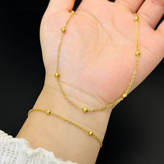 Steel Rose Gold Ball Color Simple Bracelet